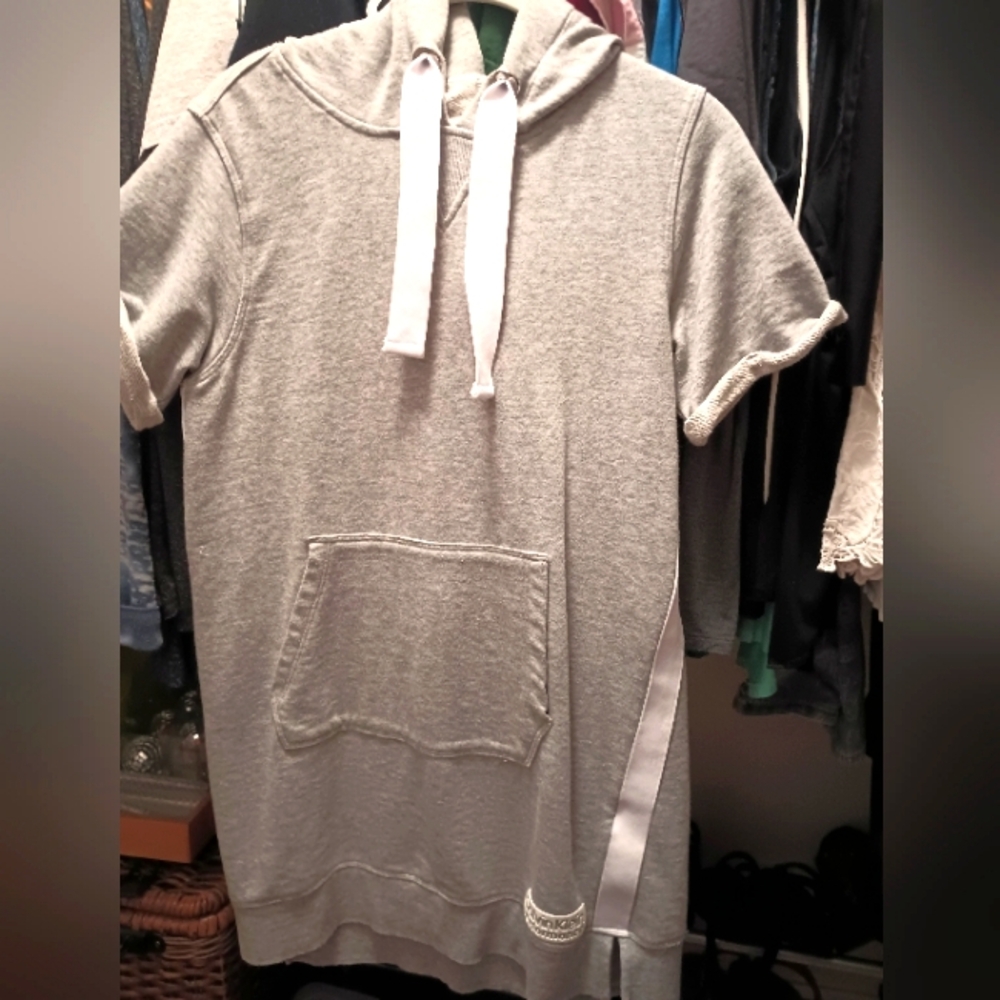 Calvin Klein Gray Short Sleeve Hoodie Dress